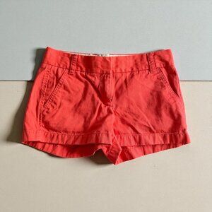 J CREW 100% Cotton Orange Broken In Chino Shorts Size 00